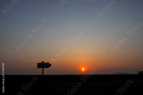 Sunset in Le Mesnil en Ouche, France photo