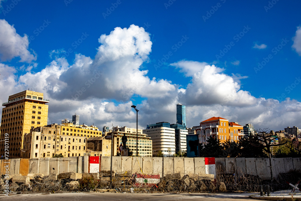 Fototapeta premium Walled in area in Central Beirut, Lebanon