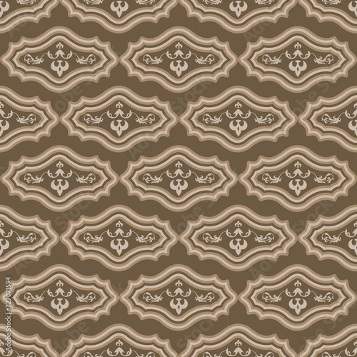 vector seamless pattern inspired by retro dark wallpaper designs in ornamental bricks flat lines royal batik floral ornaments