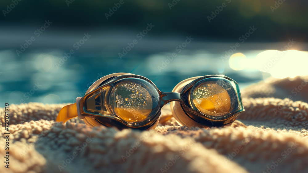 Swimming goggles in the sun