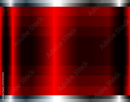 Red chrome metal 3D background, lustrous and shiny metallic design with striped pattern.
