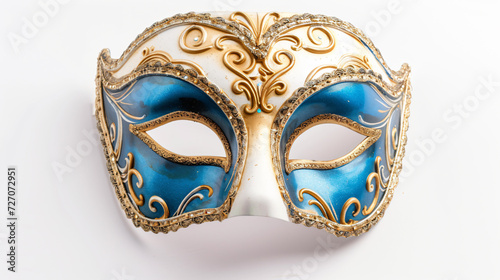 Stunning opera carnival mask isolated on white background. This exquisite mask features intricate details, vibrant colors, and a touch of mystery, making it the perfect choice for any masque