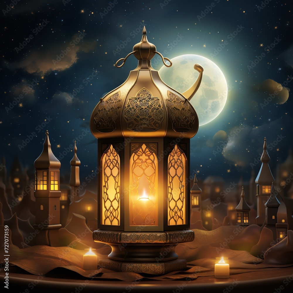 Ramadan Kareem greeting card Unique lantern. Ramadan Kareem greeting card Unique lantern.