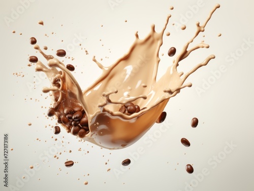 Coffee Splash in Isolation: A Dynamic and Artistic Vector Illustration with Grunge Texture and Vibrant Liquid Motion on a White Background