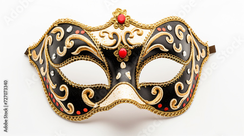 A stunning opera carnival mask with intricate details and vibrant colors, perfect for adding a touch of elegance and mystery to any design project. Isolated on a white background.