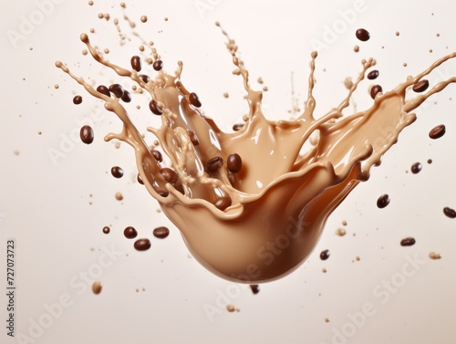 Coffee Splash in Isolation: A Dynamic and Artistic Vector Illustration with Grunge Texture and Vibrant Liquid Motion on a White Background