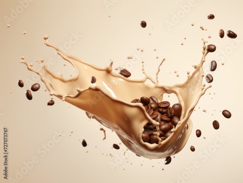 Coffee Splash in Isolation  A Dynamic and Artistic Vector Illustration with Grunge Texture and Vibrant Liquid Motion on a White Background