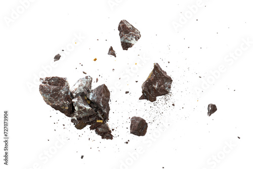 Konstfotografi abstract explosion rock with particle isolated