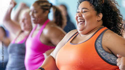 Body positive woman training in the gym.
