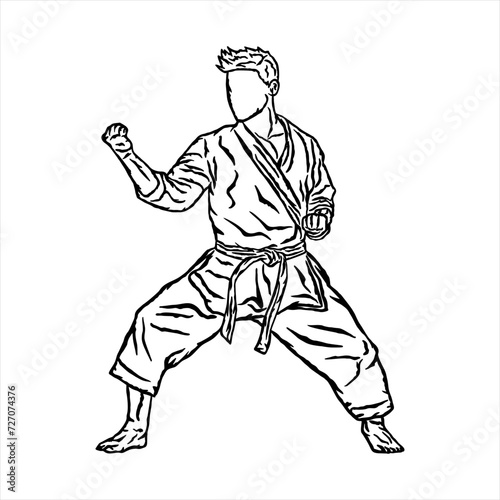 line art silhouette vector karate technique pos logo icon