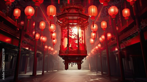 A Huge Red Lantern traditional Chinese elements photo