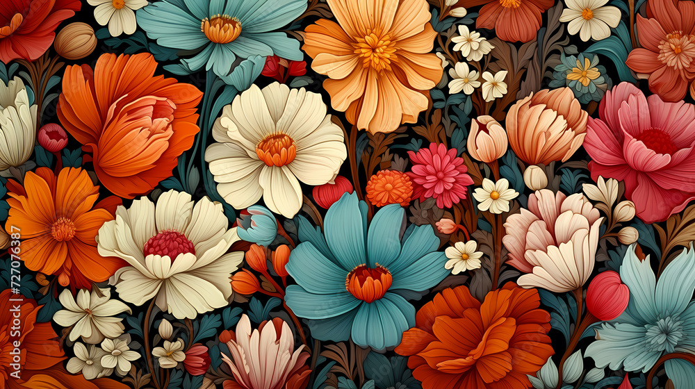 Fototapeta premium Seamless flower background, colorful flower background