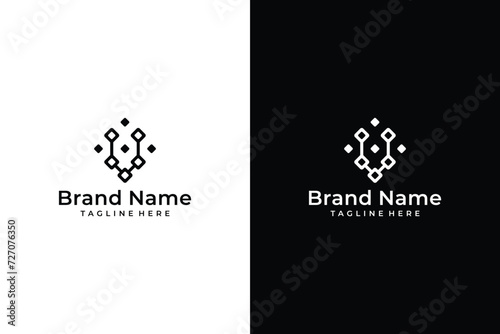 creative abstract connection letter V vector logo