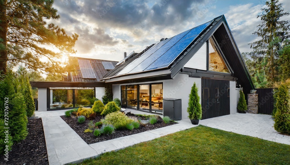 solar panels on top of roof house, window, family, windows, front, AI genrat solar panels on top of roof house, window, family, windows, front, AI genrat