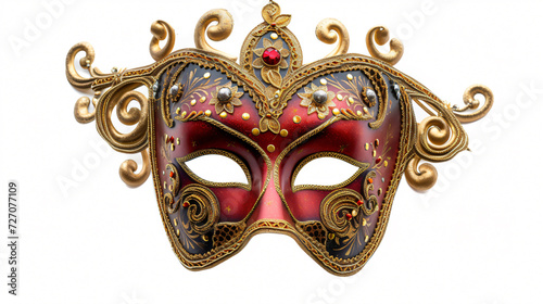 An exquisite opera carnival mask, boasting intricate details and vibrant colors, beautifully isolated on a pristine white background. This enchanting mask evokes the spirit of mystery and ce © stocker