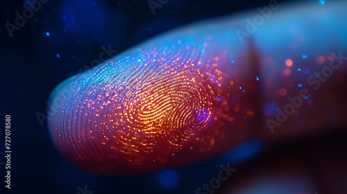 Shot close up of a finger with unique fingerprint digital scanning photo