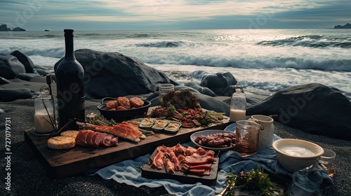 a Japanese picnic with bento at the beach