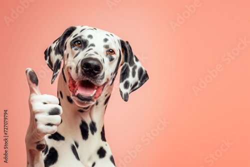 Dalmatian showing thumb up. AI generative art © Drpixel