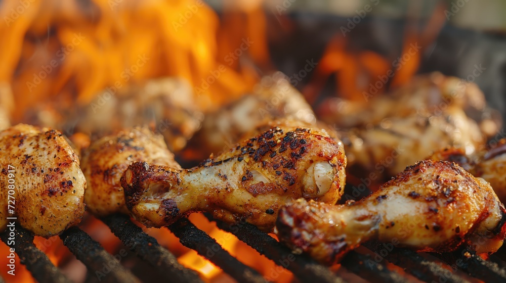 Spicy chicken legs are grilled on a wire rack