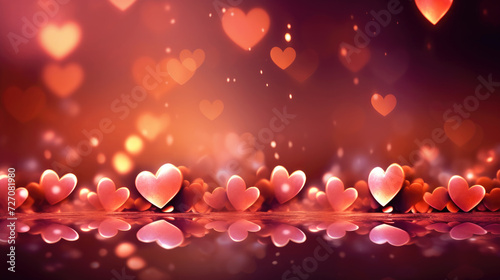 Wallpaper Mural Valentine Day card background with glowing shiny hearts and bokeh, holiday concept Torontodigital.ca