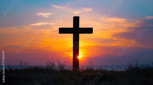 Cross silhouette sign of divine love for humanity.