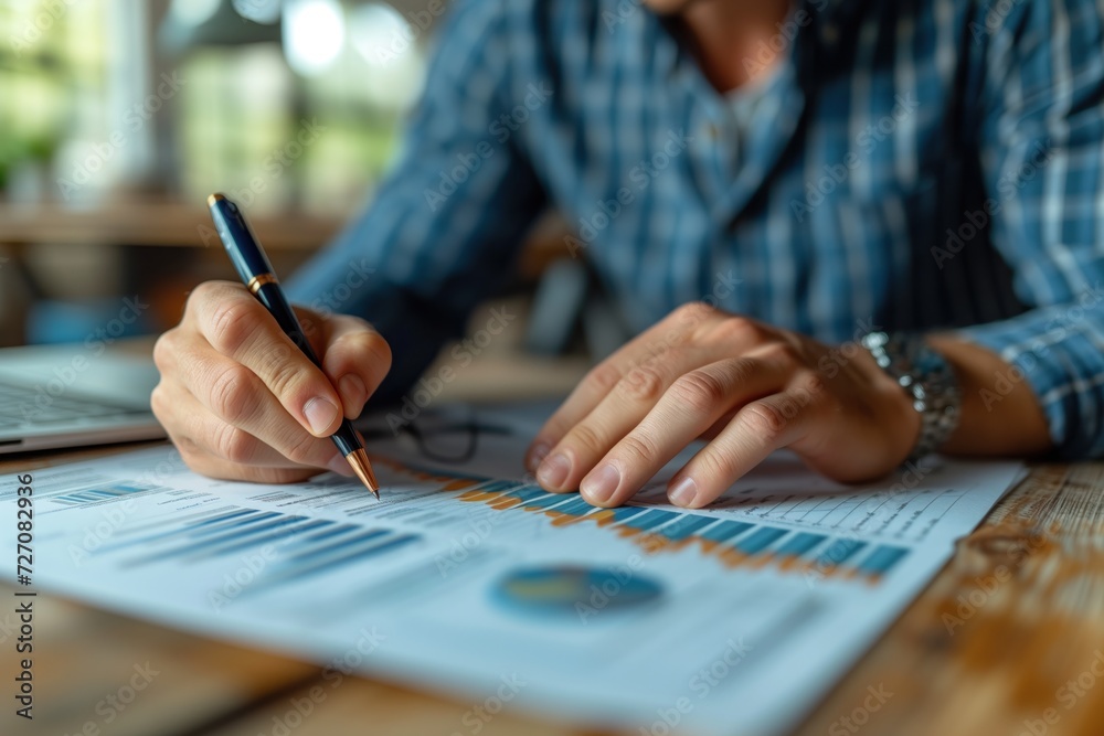Business people write document in office Business people write document in office