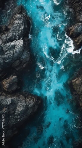 aerial photo of a blue waterway 