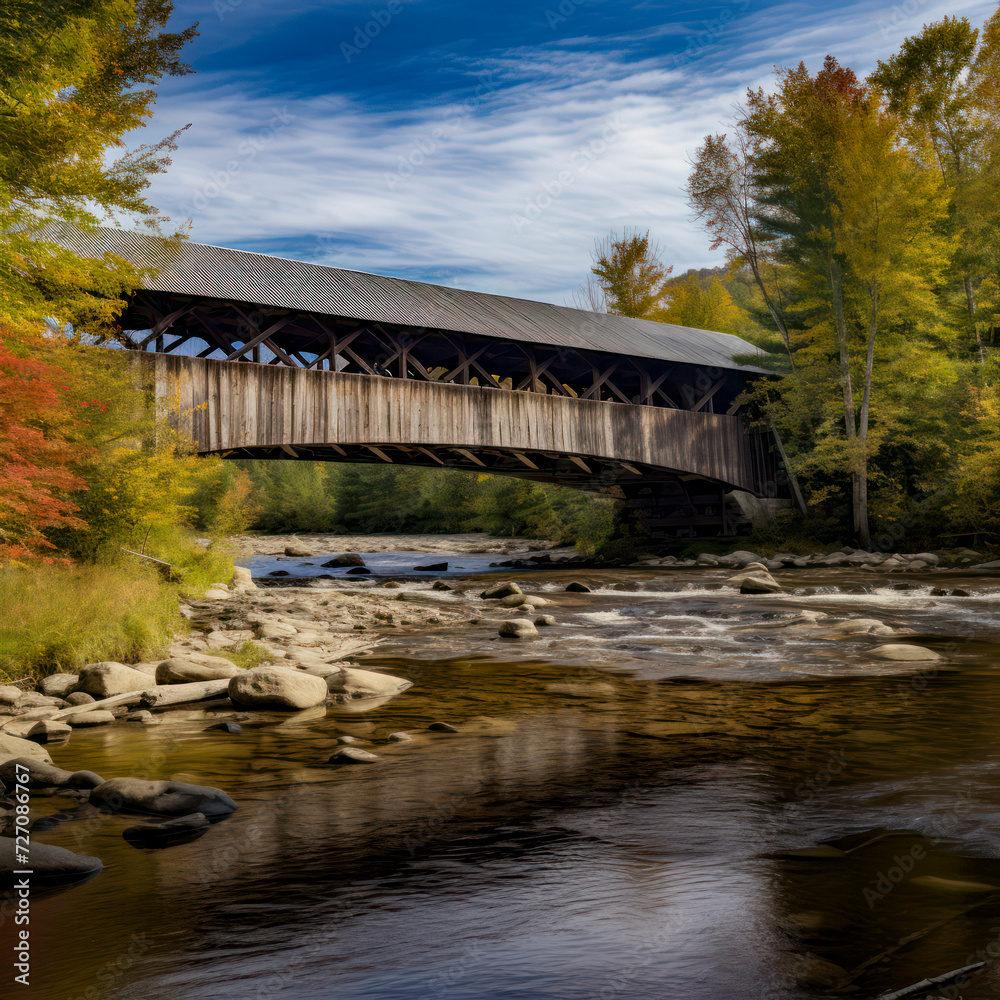Fototapeta premium lifestyle photo vermont weathered covered bridge.