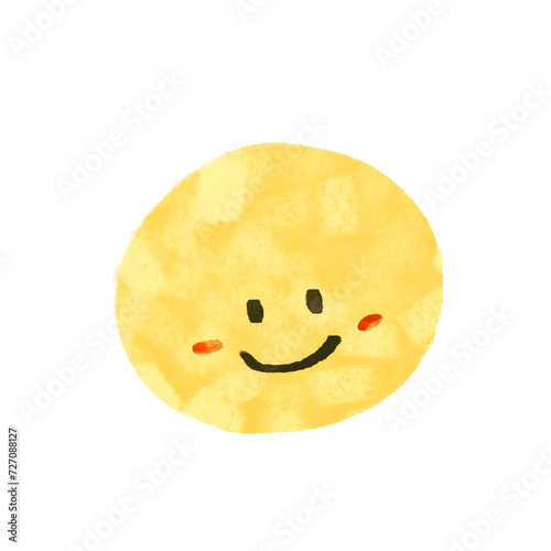 手描きの顔文字イラスト　ほほえみ　テクスチャあり