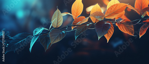 Close-up of glowing leaves background.