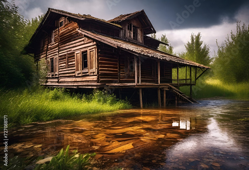 Old wooden house in the village