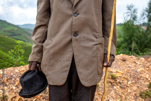 Elderly man standing in western Rwanda