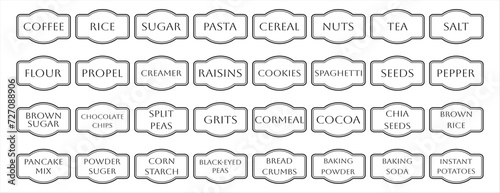 Set of rustic vector kitchen sticker, cute spice pepper labels, outline herb tag, jar label.