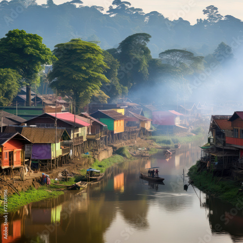 java Malang Village of Color from across river.