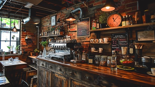 Rustic Coffee Shop Interior with Vintage Decor