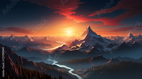 Stunning mountains, panoramic peaks PPT background