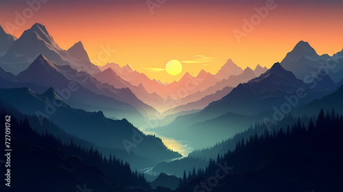 Stunning mountains, panoramic peaks PPT background