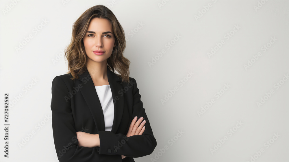 Elegantly composed half-pose photograph showcasing a professional in a chic office Elegantly composed half-pose photograph showcasing a professional in a chic office