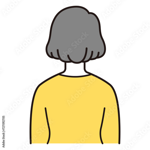 後ろ姿のおばあさんイラスト