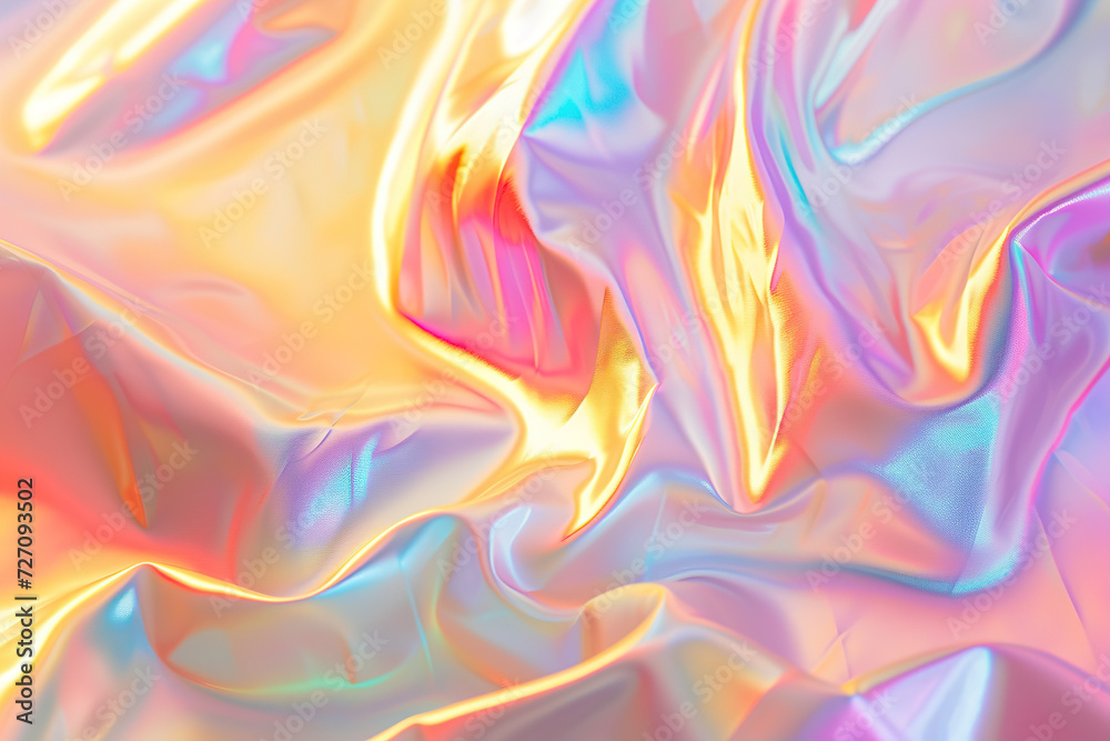 Naklejka premium Holographic Neon background ,Colorful psychedelic Abstract. Pastel color waves for Background