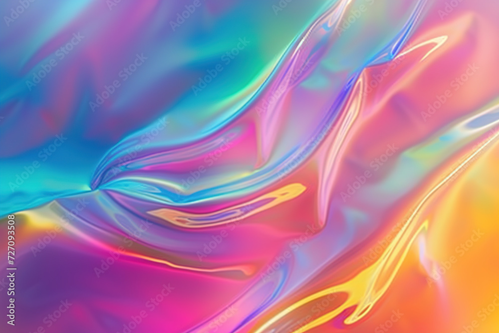 Fototapeta premium Holographic Neon background ,Colorful psychedelic Abstract. Pastel color waves for Background