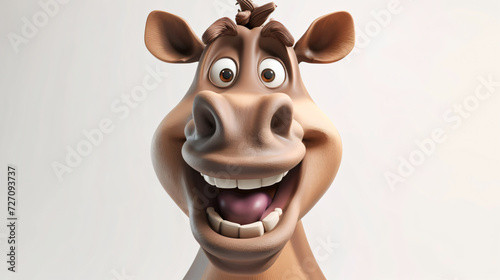 Playful and enchanting  this 3D cartoon illustration features a close-up portrait of a jovial centaur with a radiant smile. With its vibrant colors and endearing expression  this stock image