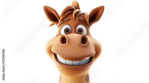 A whimsical and enchanting 3D illustration of a cheerful centaur, with a captivating smile and bright eyes. This close-up portrait showcases the playful and magical essence of this mythical