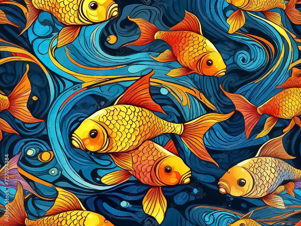 Fototapeta premium seamless pattern with fishes