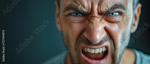 Intense Close-Up of an Angry Man Showcasing Raw Human Emotions and Facial Expressions © Alienmonster Images