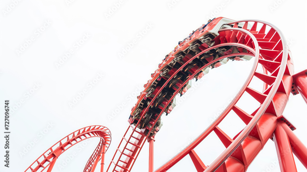 a roller coaster ride in an amusement park - obrazy, fototapety, plakaty 
