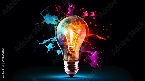 Abstract human brain or light bulb, creative PPT background