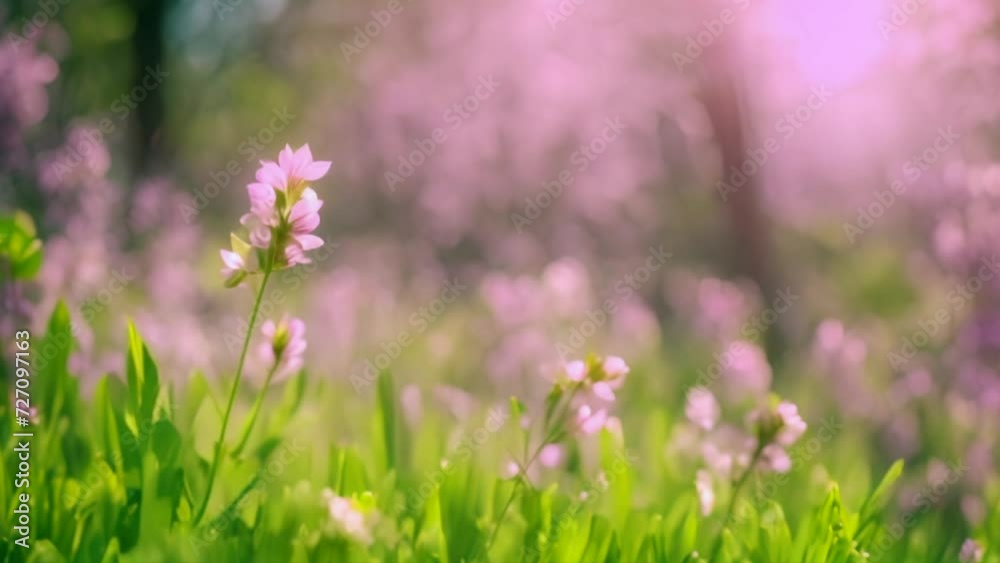 Fine wild growing flowers on background meadow on colored background close-up, generated ai Fine wild growing flowers on background meadow on colored background close-up, generated ai