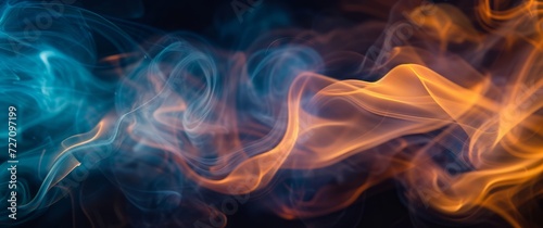 "Abstract Artistry in Motion - Vibrant Smoke Waves Flowing in a Dynamic Dance of Warm and Cool Tones - Aesthetic Wallpaper for Visual Experience"