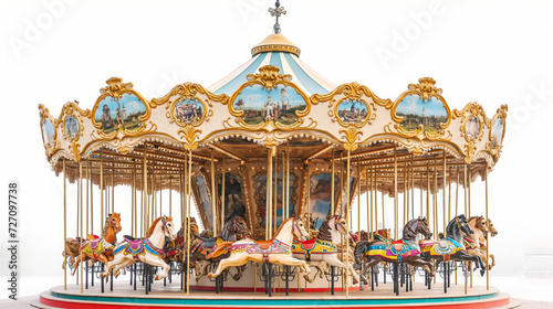 Professional photography showcasing carousel rides in an amusement park